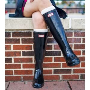 Hunter Original Tall Gloss Rain Boots Black Classic Black Women's Size 8